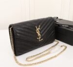Saint Laurent Cassandre Envelope Chain Wallet Black 22cm 377828 BOW01 1000 - Image 3