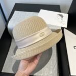 Celine Raffia Curled Brim Hat With Satin White - Image 2
