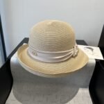 Celine Raffia Curled Brim Hat With Satin White - Image 3