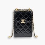 Chanel Trendy CC Phone Holder Leather Quilted Crossbody Bags Black 17 cm
