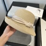 Celine Raffia Curled Brim Hat With Satin White - Image 4