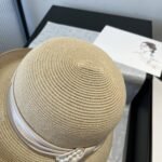 Celine Raffia Curled Brim Hat With Satin White - Image 5