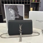 Saint Laurent Kate Medium In Grain De Poudre Mirror Effect Black 24Cm - Image 2