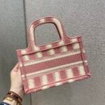 Dior Mini Book Tote D Stripes Pink 23cm - Image 7