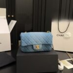 Chanel Classic Handbag Washed Denim And Gold Tone Metal Blue 19cm A01112 B16747 NX158 - Image 2
