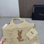 Saint Laurent Icare In Raffia Naturel And Brown Gold 45Cm 772191GAAEK2063 - Image 4
