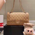 Chanel Classic Double Flap Bag Beige With Gold Hardware 25Cm - Image 4