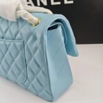 Chanel Classic 11.12 Handbag Gold Tone Metal Light Blue 30Cm - Image 7