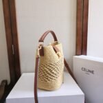 Super Vip 1:1 – Celine Small Louise Bucket In Raffia Natural And Tan 19Cm 119742GNS 02NT - Image 3