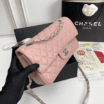 Chanel Classic Double Flap Bag Silver Hardware Light Pink 25cm - Image 3