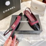 Chanel Logo Ballet Flats Burgundy - Image 3