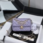 Super Vip 1:1 – Chanel Crystal Pearl Chain Mini Flap Bag Gold Hardware Purple 17Cm - Image 2