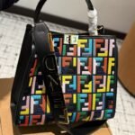Fendi Peekaboo FF Logo Handbag Black 30Cm - Image 2