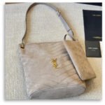 Saint Laurent Niki Supple Bucket In Suede Gray 40Cm - Image 2