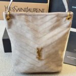 Saint Laurent Niki Supple Bucket In Suede Gray 40Cm - Image 4