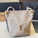 Saint Laurent Niki Supple Bucket In Suede Gray 40Cm - Image 5