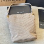 Saint Laurent Niki Supple Bucket In Suede Gray 40Cm - Image 6