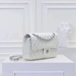 Chanel Classic Double Flap Bag White Silver Hardware 25cm - Image 2