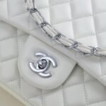 Chanel Classic Double Flap Bag White Silver Hardware 25cm - Image 3