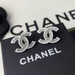 Chanel Stud Earrings Silver White And Crystal ABE867 B19263 NADDV - Image 2