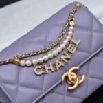 Super Vip 1:1 – Chanel Crystal Pearl Chain Mini Flap Bag Gold Hardware Purple 17Cm - Image 6