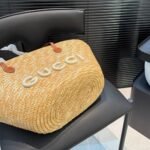 Gucci Medium Straw Tote With Patch Natural 27cm ‎779530 9AAE9 9541 - Image 6