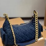 Chanel Large Hobo Bag Washed Denim And Gold Tone Metal Dark Blue 31Cm - Image 3