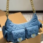 Chanel Large Hobo Bag Washed Denim And Gold Tone Metal Blue 31Cm AS5339 B19251 NG353 - Image 2