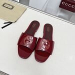 Gucci Women Round Interlocking G Sandal In Burgundy 820860 BNC00 6207 - Image 3