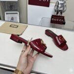 Gucci Women Round Interlocking G Sandal In Burgundy 820860 BNC00 6207 - Image 4