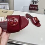 Gucci Women Round Interlocking G Sandal In Burgundy 820860 BNC00 6207 - Image 5