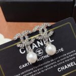 Chanel CC Pearl Earrings Silver - Image 3