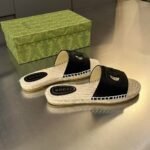 Gucci Interlocking G Cut Out Slide Espadrille Black 725260 US000 1000 - Image 3