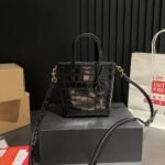 Saint Laurent Toy Shopping Tote Bag Crocodile Black 18cm - Image 2