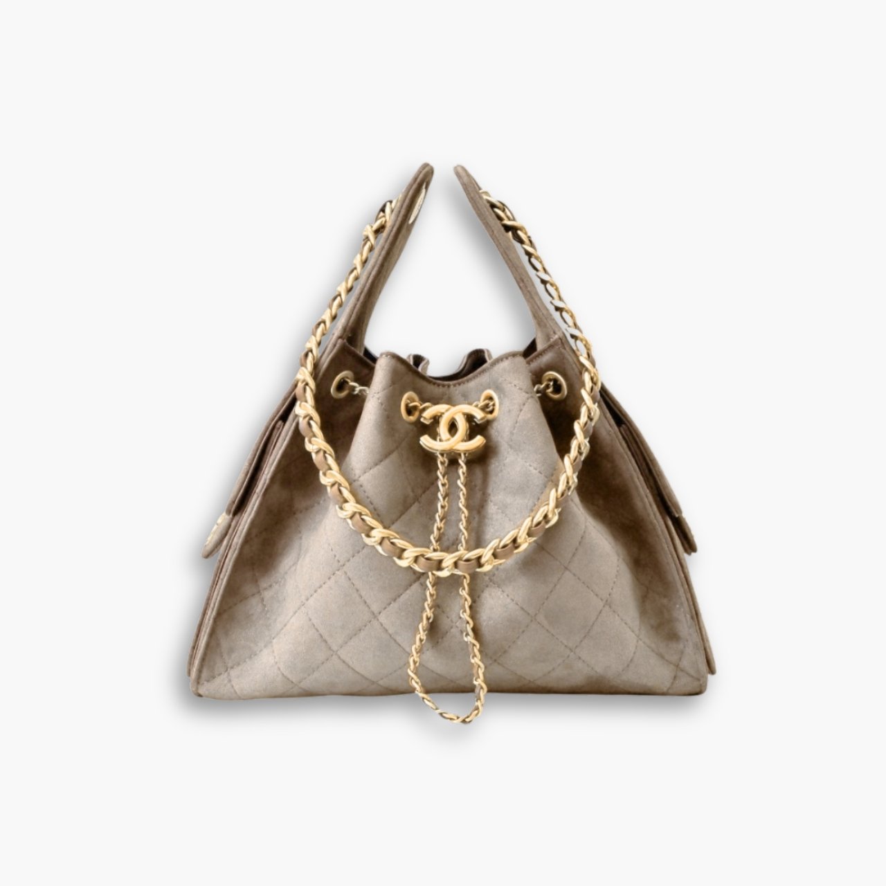 450-5.jpg Chanel 25 Small Handbag Gold Tone Metal Light Gray 25Cm - Image 1