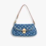 Louis Vuitton Pleaty Handbag Monogram Denim Blue 26cm M95050