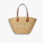 Gucci Medium Straw Tote With Patch Natural 27cm ‎779530 9AAE9 9541