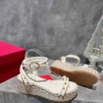 Valentino Rockstud Flatform Sandal White - Image 4