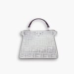 Fendi Peekaboo Iseeu Petite Silver Leather Bag With Crystal FF Motif 21cm 8BN335APKFF1JSU