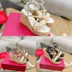 Valentino Garavani Woven Raffia Wedge Espadrilles Farfetch Beige - Image 8