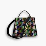 Fendi Peekaboo FF Logo Handbag Black 30Cm