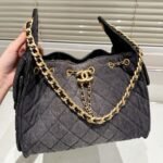 Chanel 25 Small Handbag Grained   Gold-Tone Metal Washed Denim Black 30Cm AS5293 B20520 U0725 - Image 2