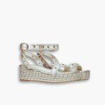 Valentino Rockstud Flatform Sandal White