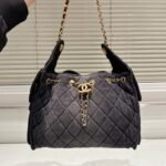 Chanel 25 Small Handbag Grained   Gold-Tone Metal Washed Denim Black 30Cm AS5293 B20520 U0725 - Image 5