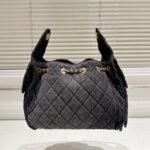 Chanel 25 Small Handbag Grained   Gold-Tone Metal Washed Denim Black 30Cm AS5293 B20520 U0725 - Image 6