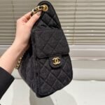 Chanel 25 Small Handbag Grained   Gold-Tone Metal Washed Denim Black 30Cm AS5293 B20520 U0725 - Image 7
