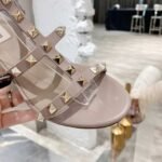 Valentino Garavani Rockstud Leather Sandals Beige - Image 5