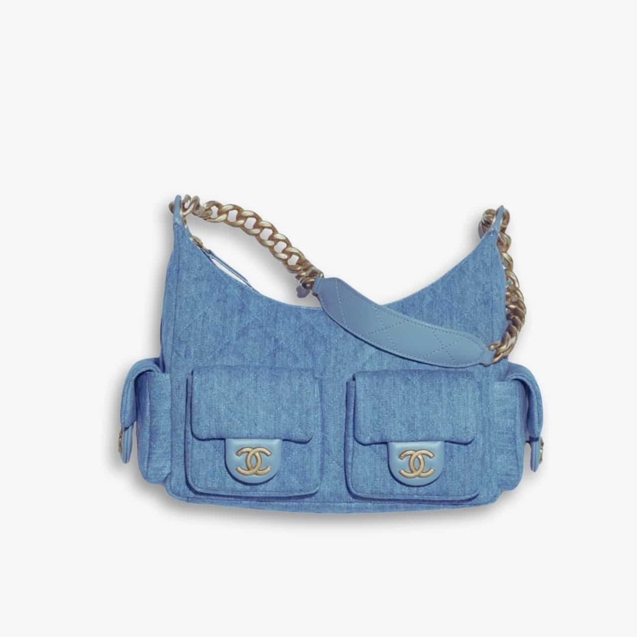 489-2-1.jpg Chanel Large Hobo Bag Washed Denim And Gold Tone Metal Blue 31Cm AS5339 B19251 NG353 - Image 1