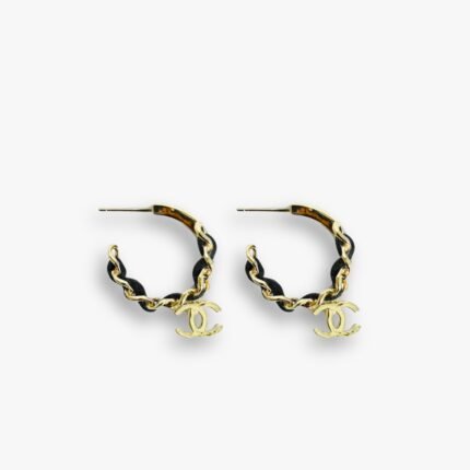 Chanel Chain CC Small Hoop Earrings Gold