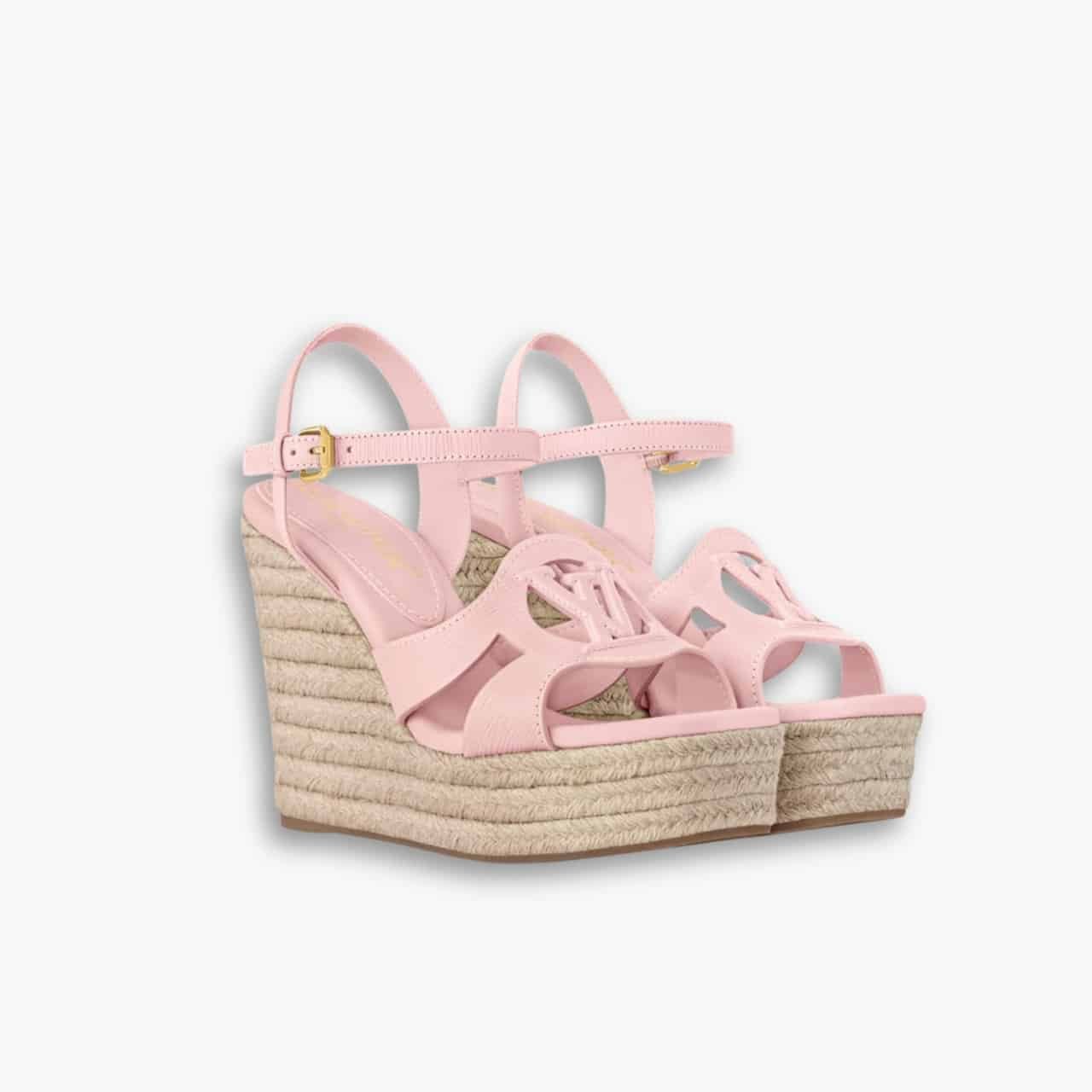 493-2-1.jpg Louis Vuiiton LV Isola Wedge Sandal Rose 1AGYI1 - Image 1